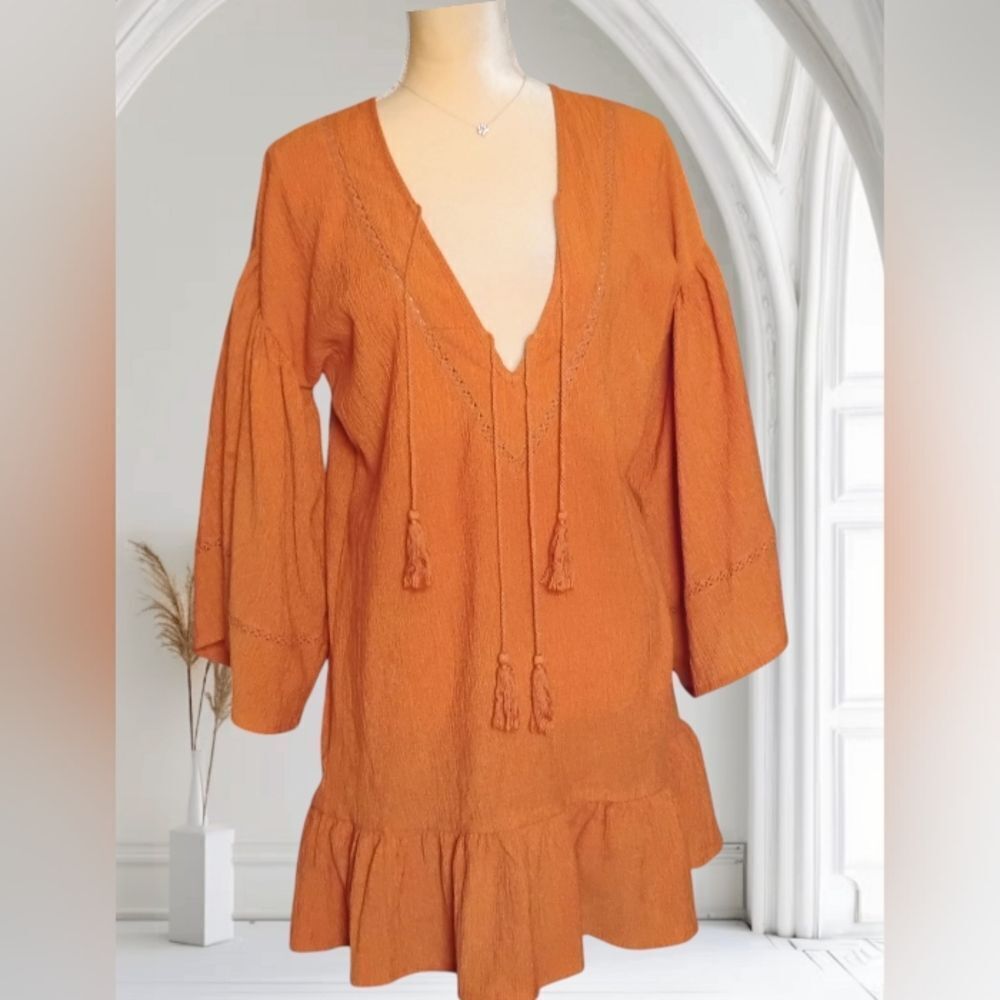 Storia Oversized Bohemian Tunic Mini Dress Size Small - Picture 9 of 15